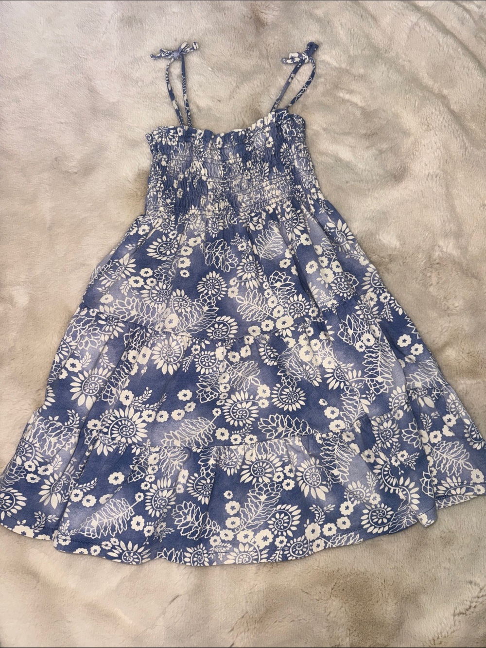 Polo by Ralph Lauren Blue and White Floral Sundress - Girls